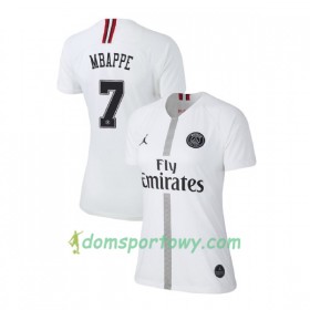 Koszulka Paris Saint-Germain Mbappe 7 Jodan Biały Damska Trzeci Koszulki Piłkarskie 2018-2019 Krótki Rękaw